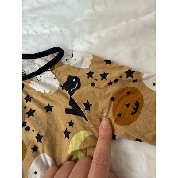 Emerson & Friends Bamboo Zip Pajama Halloween Brown Cat Ghost Stars Moon 12–18M* - Picture 9 of 9